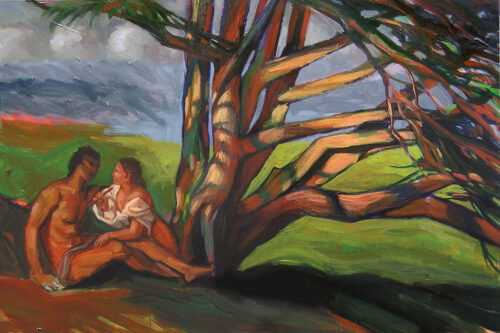 Couple et bosquet couple et bosquet arbres peinture contemporaine