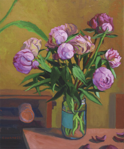 Pivoines sur table rose Pivoines sur table rose