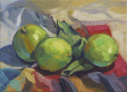 Trois citrons verts Trois citrons verts peinture à l'huile